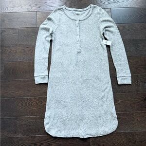 Cozy Thermal-Knit Henley Nightgown